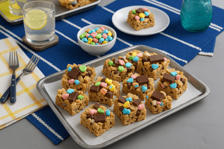 Homemade S’mores Cereal Treats with Marshmallows and Chocolate